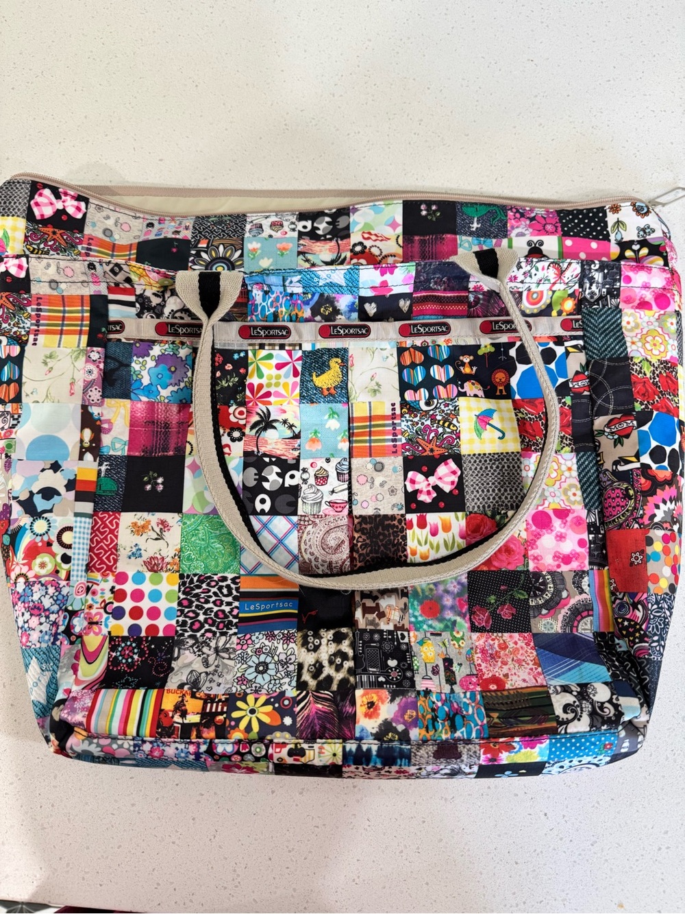 LeSportsac Multicolor Patchwork Tote Y2K